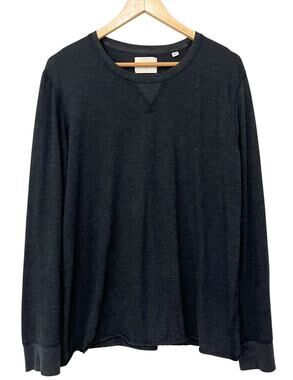 Billy Reid Shirt Mens Crew Neck T-Shirt Subtle Micro-Stripe Long Sleeve Size L